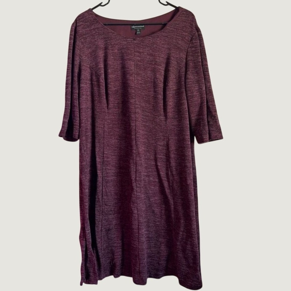 Connected Apparel Burgundy Marled Knit Shift Dress Size 18W Plus Size Wine Red